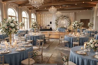 design 3d wedding decor, event hall, 3d indoor and outdoor ceremony, 3d render