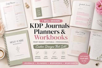 journal design workbook design planner design prayer journal amazon kdp fillable