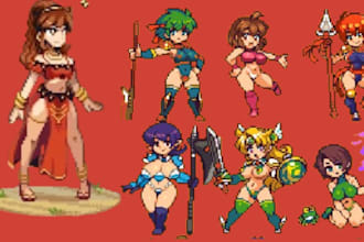 create retro anime pixel art character sprites rpg game assets nsfw pixel art