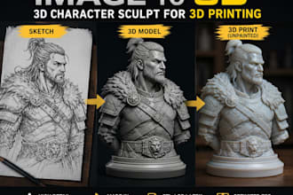 convert image to 3d model 3d character sculpt likeness from sketch for printing