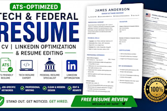 write ats tech and federal resume CV linkedin optimization and resume editing