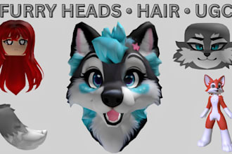 design custom stylized hair and kemono heads for your roblox ugc avatar