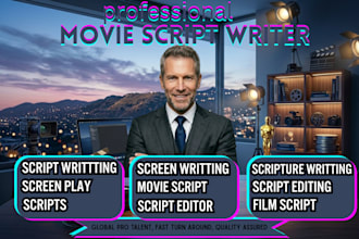 write a professional movie script and screenplay