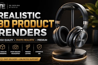 create realistic 3d product renders mockups and visualization