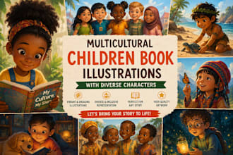 create multicultural children book illustrations with diverse characters