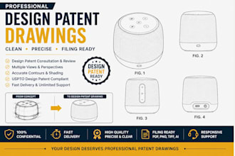 create professional design patent drawings for patent filing