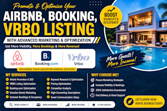 promote airbnb booking vrbo listing with advance marketing and optimization