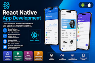 develop a professional react native mobile app for ios and android