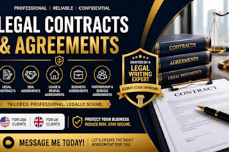 draft legal contracts, nda, lease and business agreements for USA and UK clients