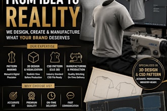 create professional 3d clothing design and cad pattern