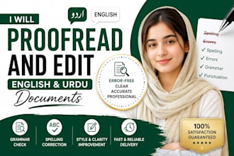proofread and edit english or urdu documents professionally