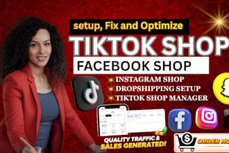 setup tiktok shop, facebook shop setup and instagram shop optimization