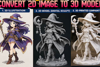 convert 2d image to printable 3d model from sketch illustration to 3d sculpt stl