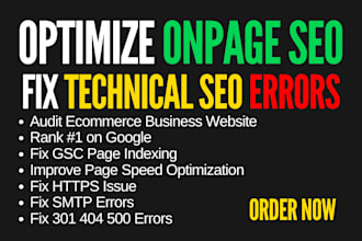 optimize business website onpage SEO and fix page indexing technical errors