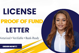 write a verified and notarized proof of funds for lender to verify in bank style