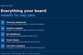 create a board ready reporting package or investor deck