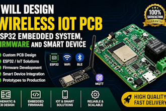 design wireless iot pcb, esp32 embedded system, firmware and smart device