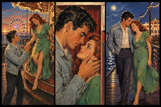 draw 80s vintage comic art nfsw couple romance retro anime panel illustration