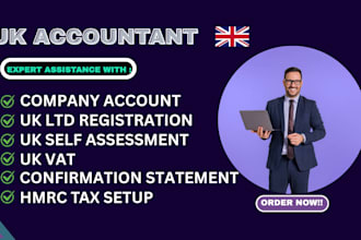 do UK ltd company registration, UK self assessment, UK vat, file corporation tax