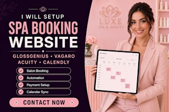 set up glossgenius booking website spa website vagaro acuity scheduling calendy