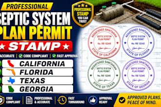 design septic system plan permit stamp for california florida texas georgia