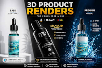 create realistic 3d product render for ecommerce