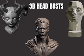 sculpt custom 3d head busts, 3d face, resin statues and collectible sculptures