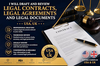 draft and review legal contracts, legal agreements and legal documents USA, UK
