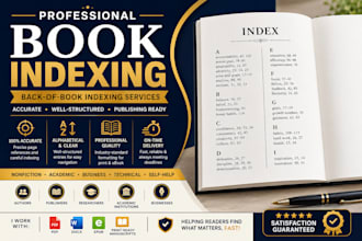 create academic, technical indexes and formatting book indexing