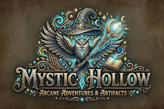 design a magical wizard inspired fantasy logo for your brand