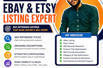 do ebay and etsy listing with SEO description