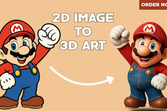 convert 2d to 3d character model, sketch to 3d, image to 3d, 3d sculpting stl