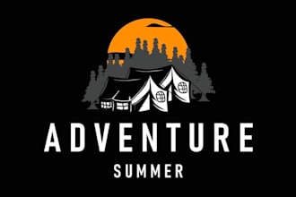 make vintage premium summer camp adventure logo design