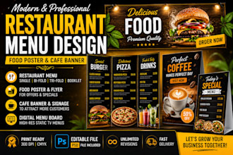 design modern restaurant menu, food poster and cafe banner