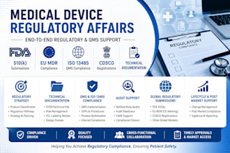 provide medical device regulatory affairs support for US fda  eu mdr  iso 13485