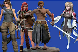 create stylized fantasy rpg 3d models, characters and game assets