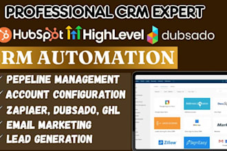do hubspot CRM setup, clay, zapier, dubsado, zoho crm setup