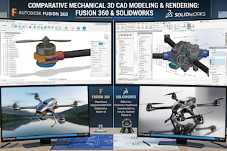 do 3d cad modeling and 2d mechanical drawings in autodesk, fusion 360, solidwork