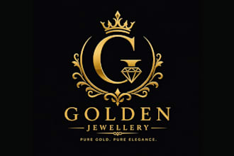 create minimalist luxury premium gold shop jewelry logo design