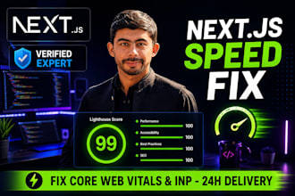 fix nextjs speed, core web vitals, and inp for a 90 plus lighthouse score