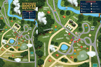 hand drawn illustrated map vector map site map map illustration  map design