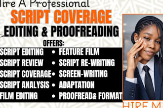 give script coverage, analysis, and feedback for your screenplay or film script