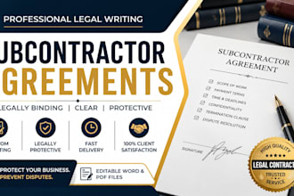 draft professional subcontractor agreements and legal contracts and business