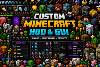 design professional custom minecraft hud gui, menu for your server resource pack