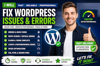 fix wordpress errors, bugs, fix website issues, wordpress website redesign, fix