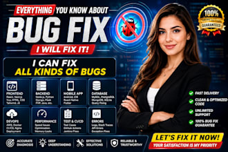 fix frontend UI bugs, mobile app, database errors with custom coding