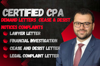be lawyer for legal demands, notices, complaints and cease and desist letters