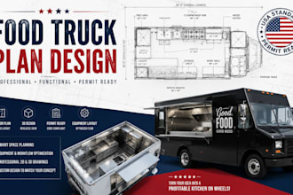 design food truck plans, food trailer layouts and 3d mobile kitchen
