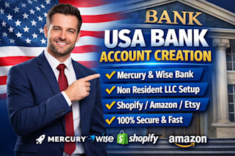 create USA bank for llc owner, setup wise, mercury, payoneer, llc formation