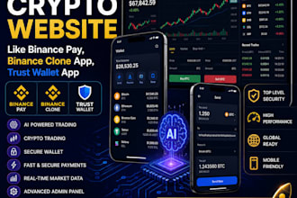 develop ai crypto website like binance pay, binance clone, and trust wallet